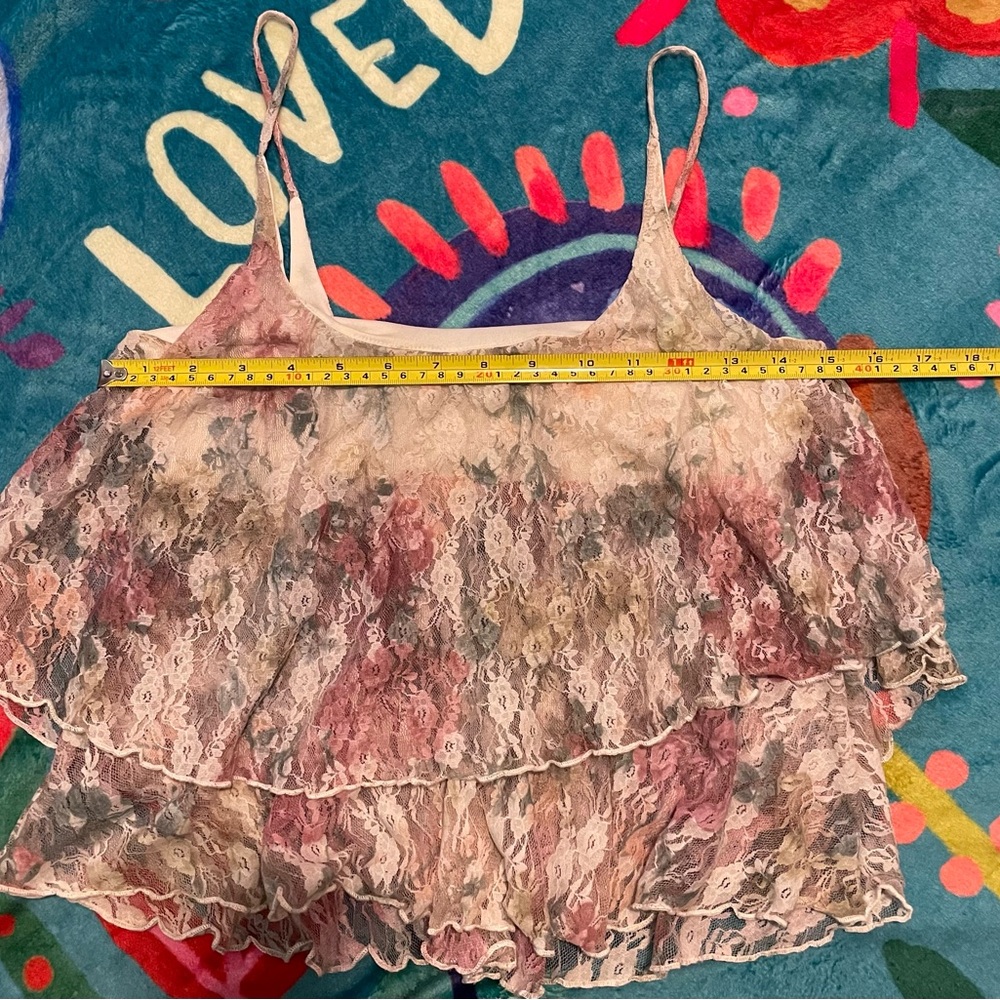 Wet Seal Pink and Brown Tiered Camisole with Spaghetti Straps